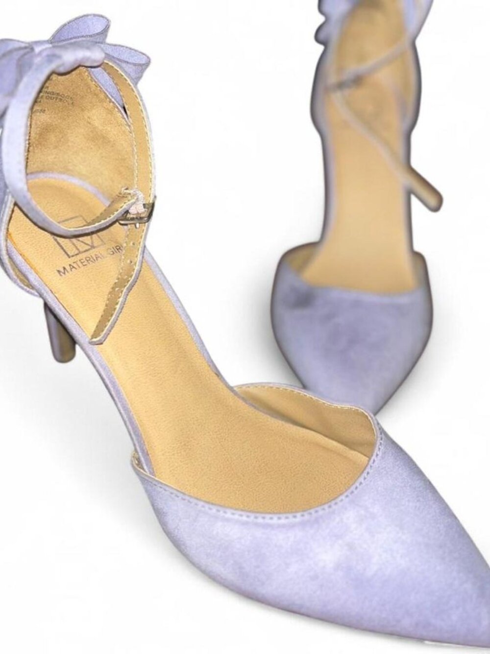 Material Girl Women's Light Purple Heels with Bow Detail